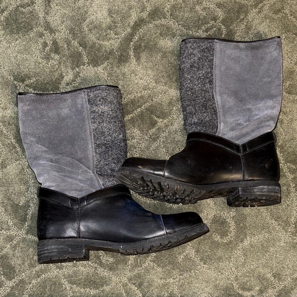 Ariat black leather grey wool boots size 8 - Picture 6 of 7